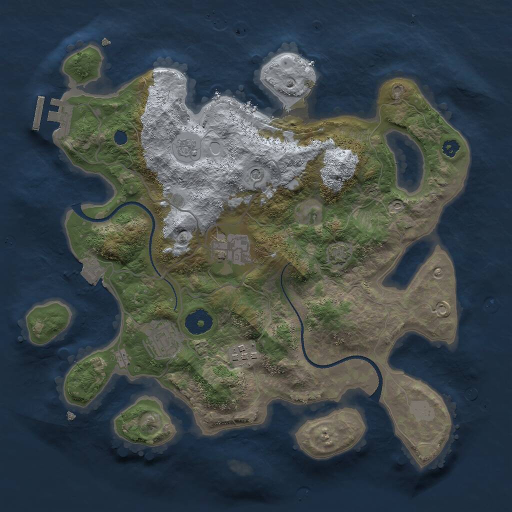 Rust Map: Procedural Map, Size: 3000, Seed: 8739256, 8 Monuments