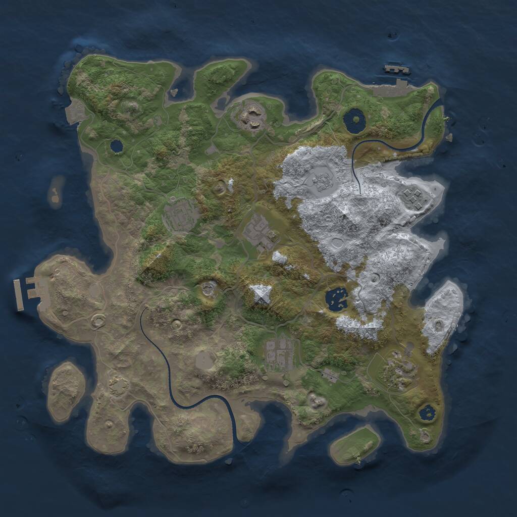 Rust Map: Procedural Map, Size: 3300, Seed: 1083604587, 13 Monuments