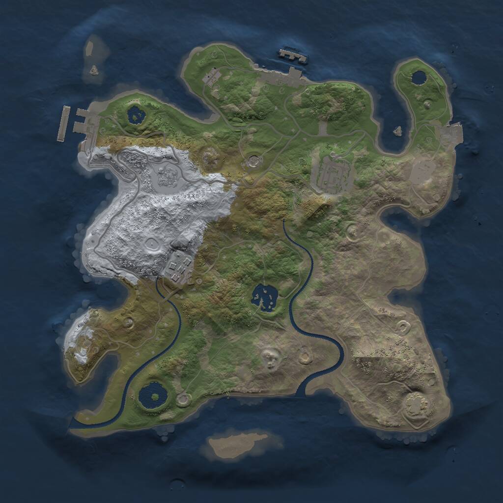 Rust Map: Procedural Map, Size: 2800, Seed: 988289738, 9 Monuments