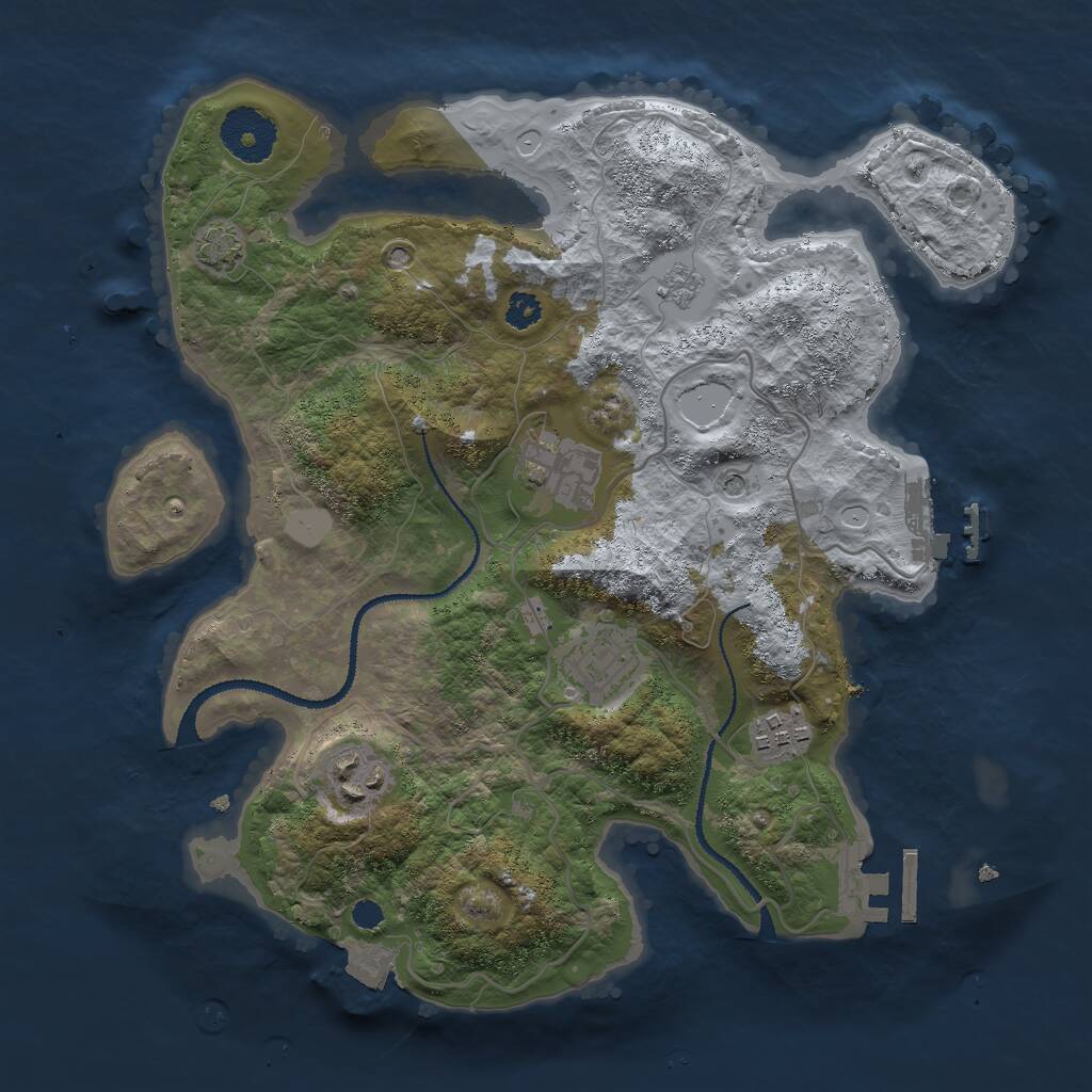 Rust Map: Procedural Map, Size: 3000, Seed: 1053, 10 Monuments