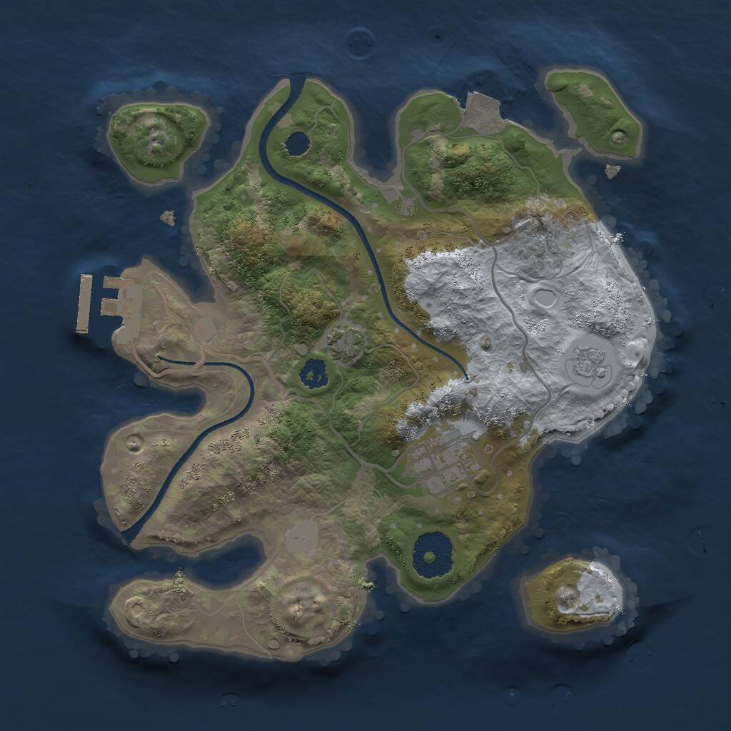 Rust Map: Procedural Map, Size: 2500, Seed: 905900873, 5 Monuments