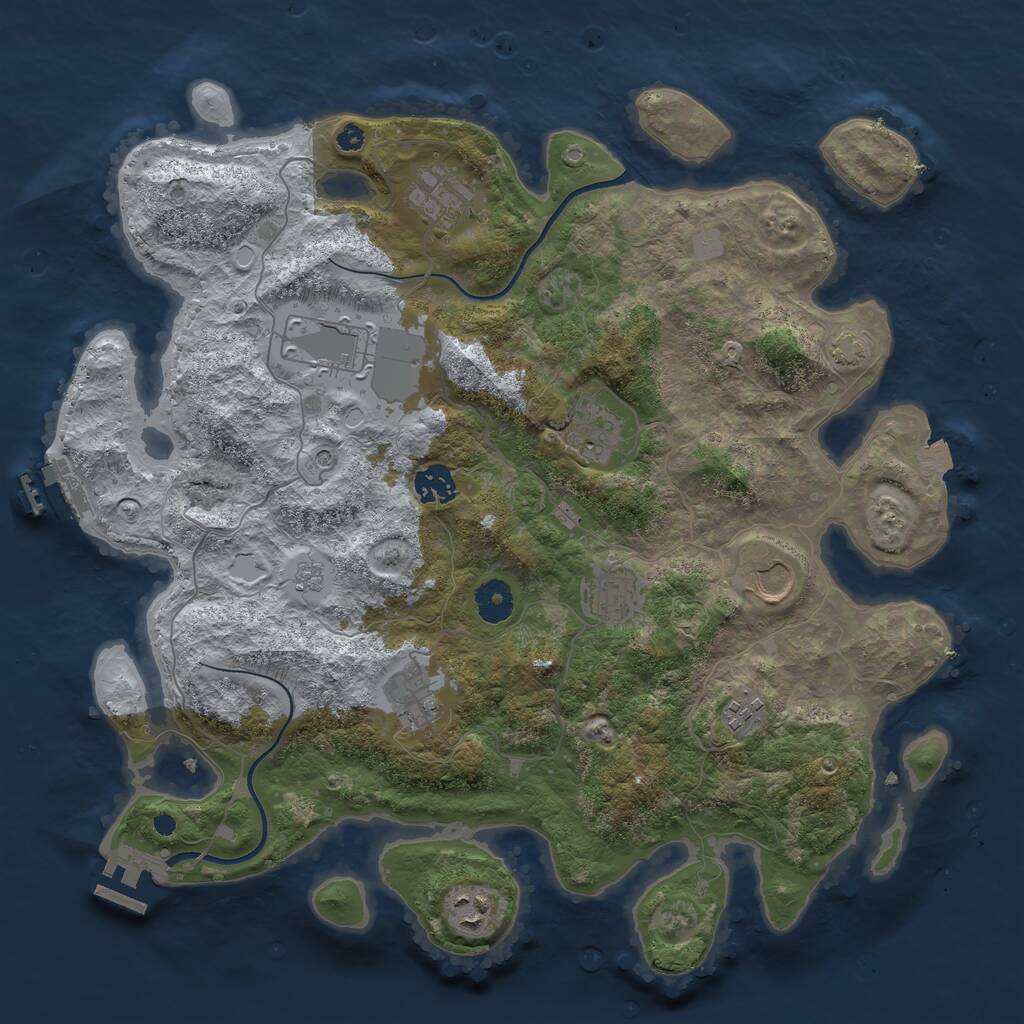 Rust Map: Procedural Map, Size: 3800, Seed: 690270265, 15 Monuments