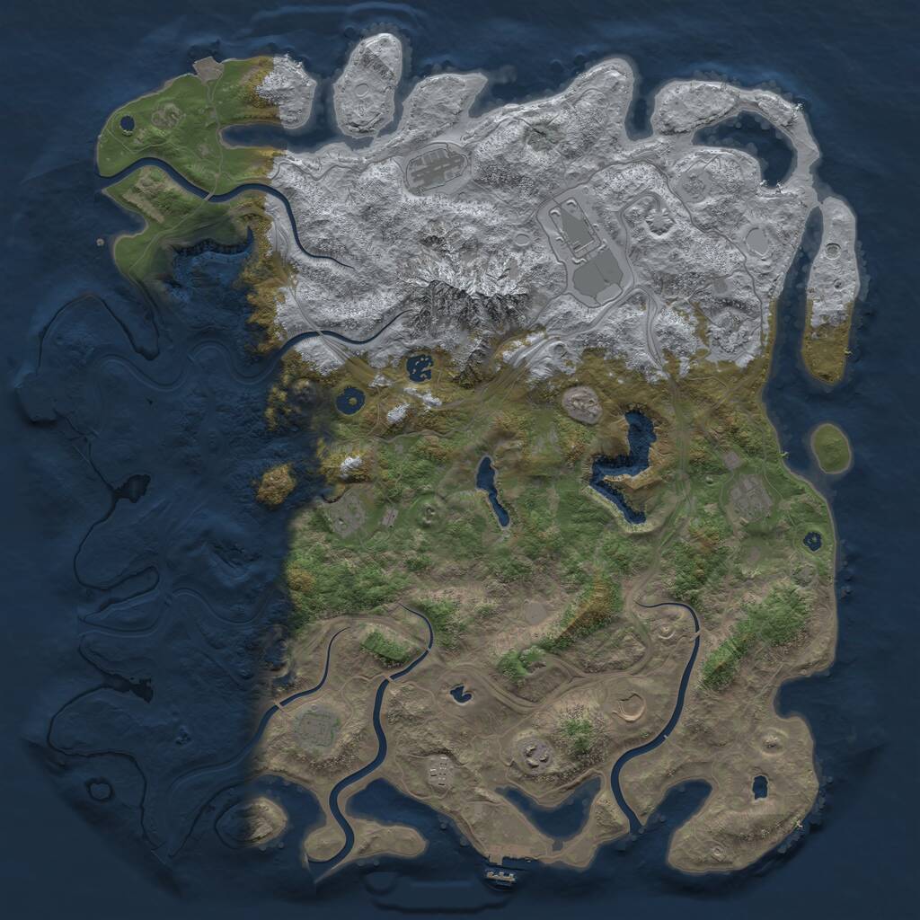 Rust Map: Procedural Map, Size: 5000, Seed: 314159535, 16 Monuments