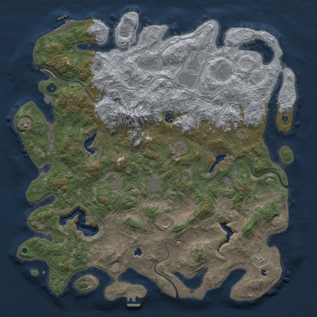 Rust Map: Procedural Map, Size: 5000, Seed: 314159535, 17 Monuments