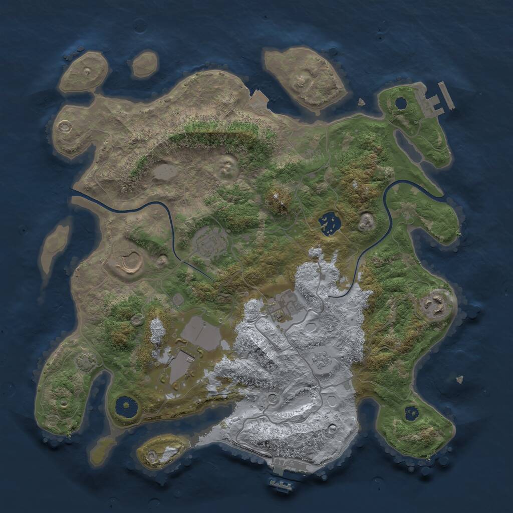 Rust Map: Procedural Map, Size: 3500, Seed: 224569, 12 Monuments