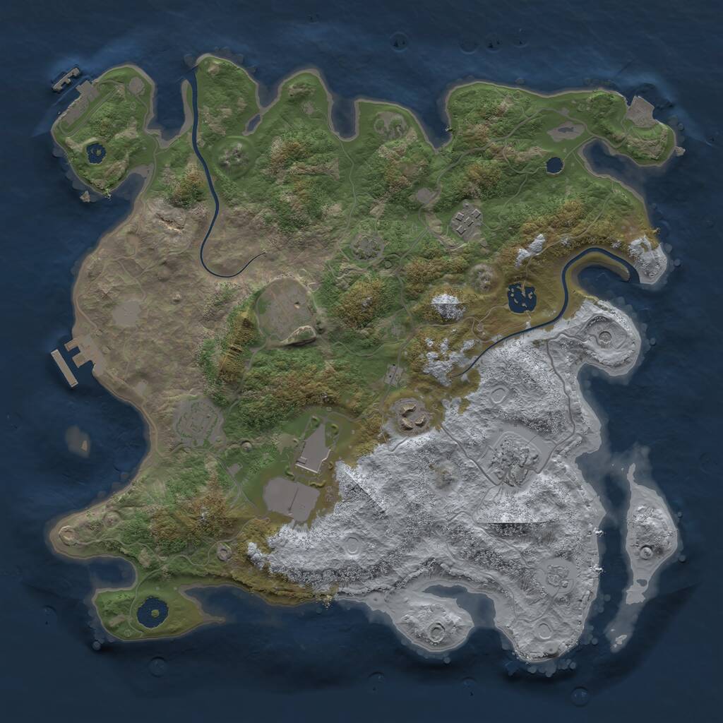 Rust Map: Procedural Map, Size: 3600, Seed: 454, 13 Monuments