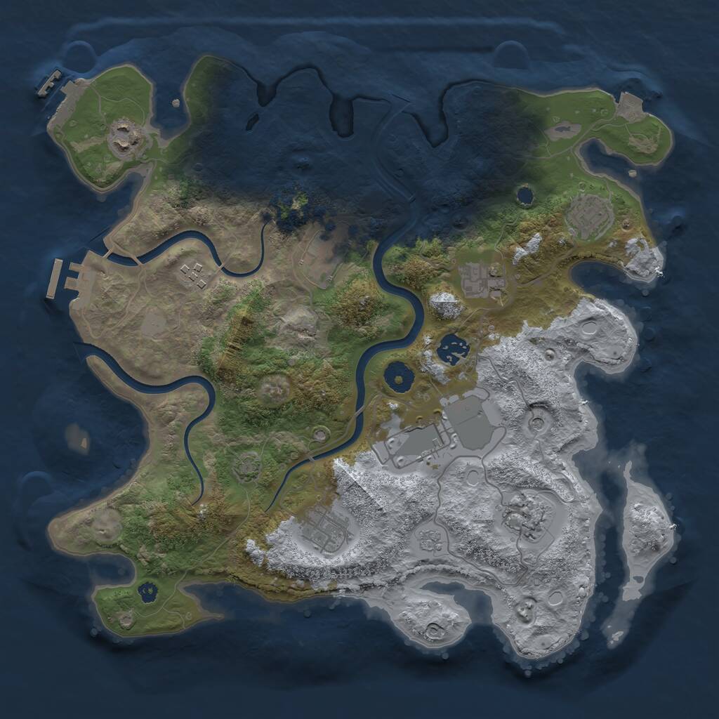Rust Map: Procedural Map, Size: 3600, Seed: 454, 15 Monuments