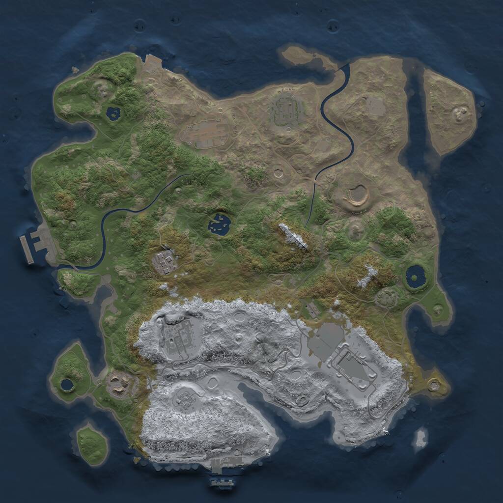 Rust Map: Procedural Map, Size: 3500, Seed: 1077449839, 14 Monuments