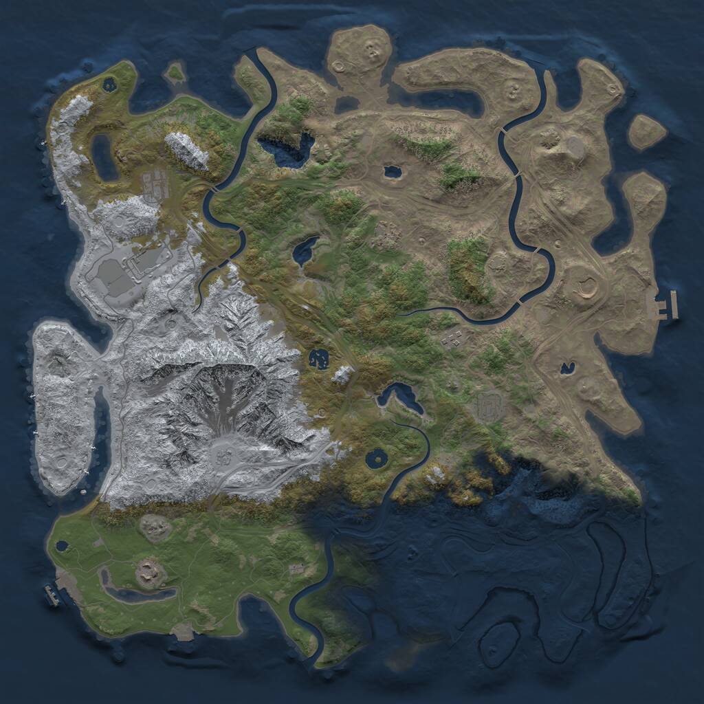 Rust Map: Procedural Map, Size: 5000, Seed: 197328, 14 Monuments