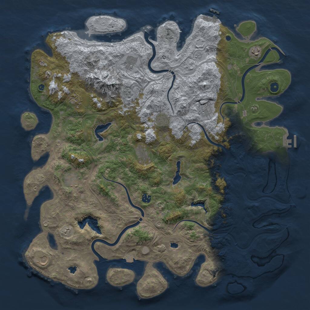 Rust Map: Procedural Map, Size: 5000, Seed: 1745755234, 16 Monuments