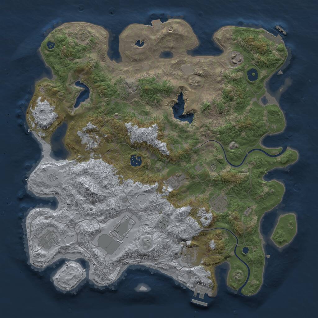 Rust Map: Procedural Map, Size: 4000, Seed: 128534, 15 Monuments