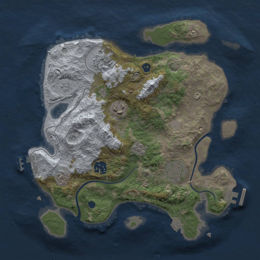 Rust Map: Procedural Map, Size: 3000, Seed: 533786943, 11 Monuments