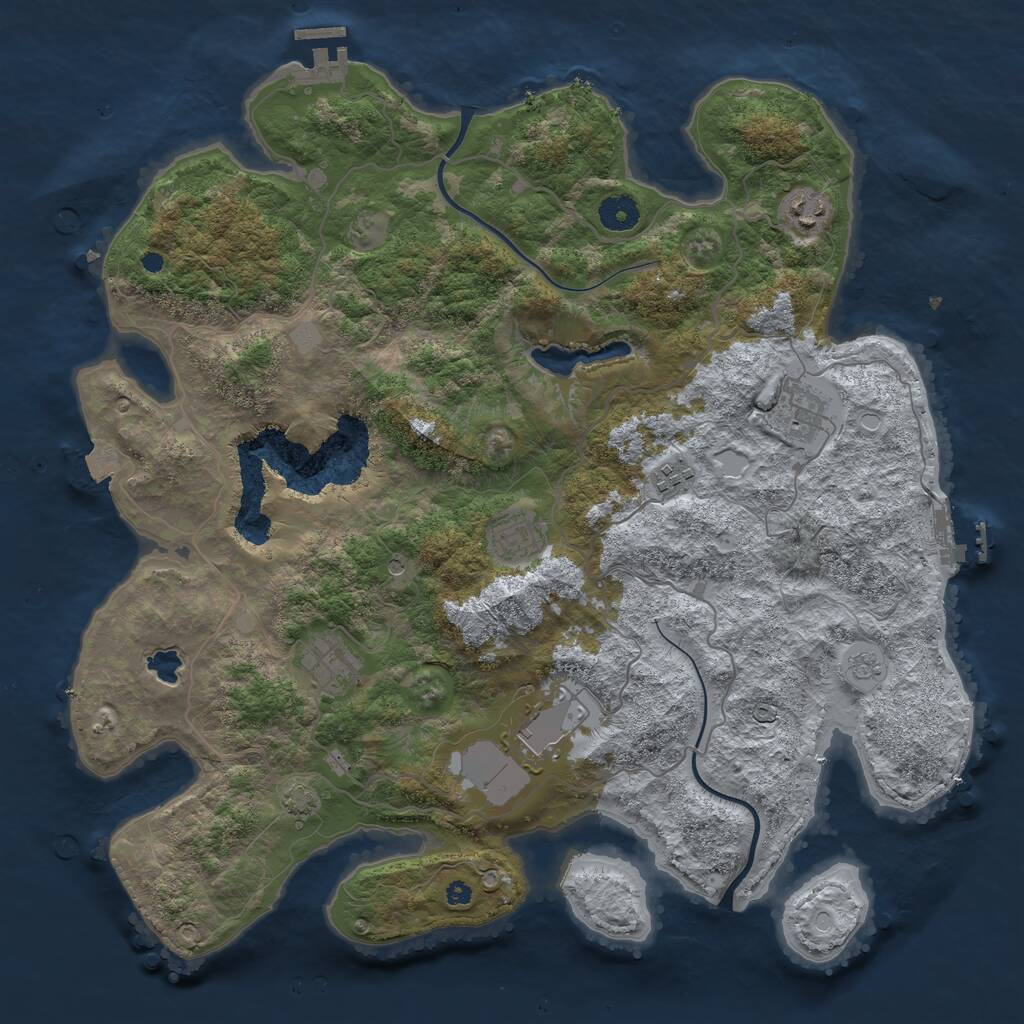 Rust Map: Procedural Map, Size: 4000, Seed: 14355666, 12 Monuments