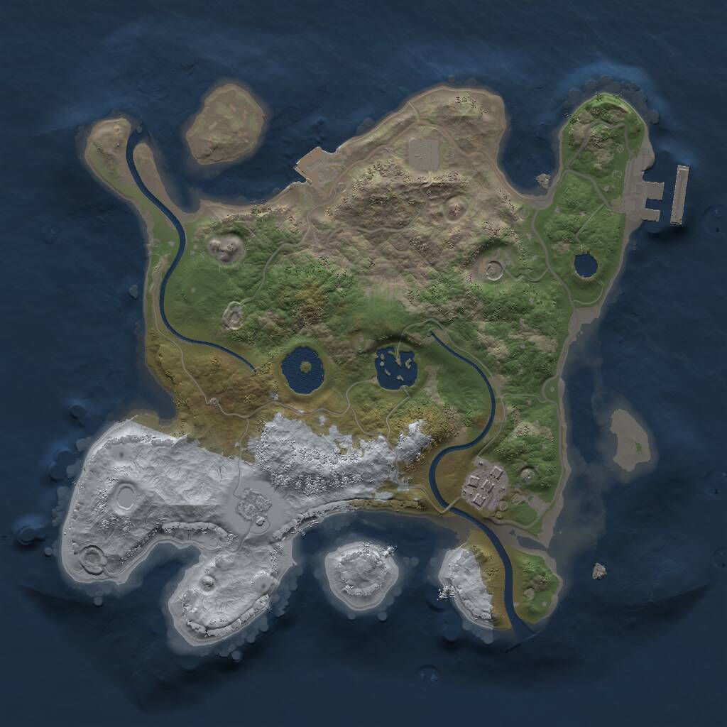 Rust Map: Procedural Map, Size: 2500, Seed: 996864172, 6 Monuments