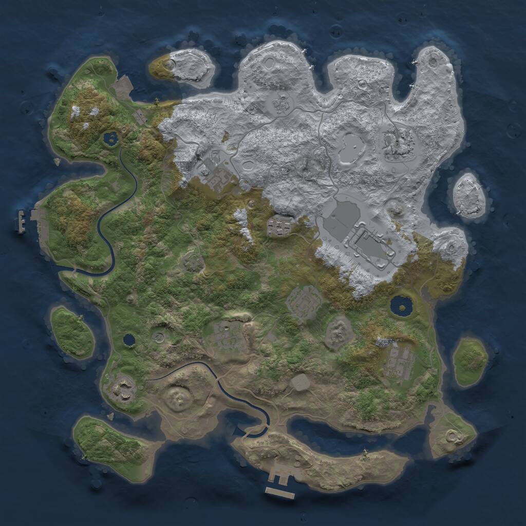 Rust Map: Procedural Map, Size: 3600, Seed: 370, 14 Monuments