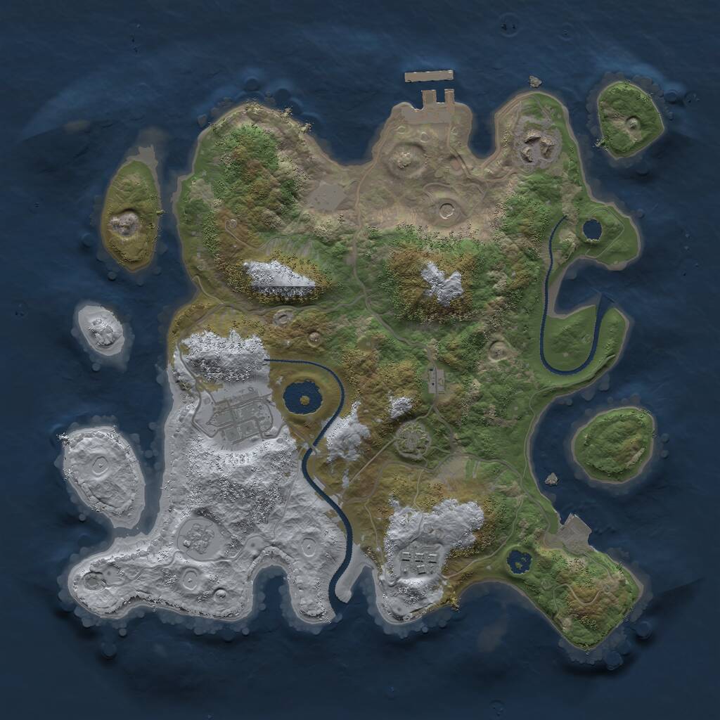 Rust Map: Procedural Map, Size: 3000, Seed: 31073, 8 Monuments