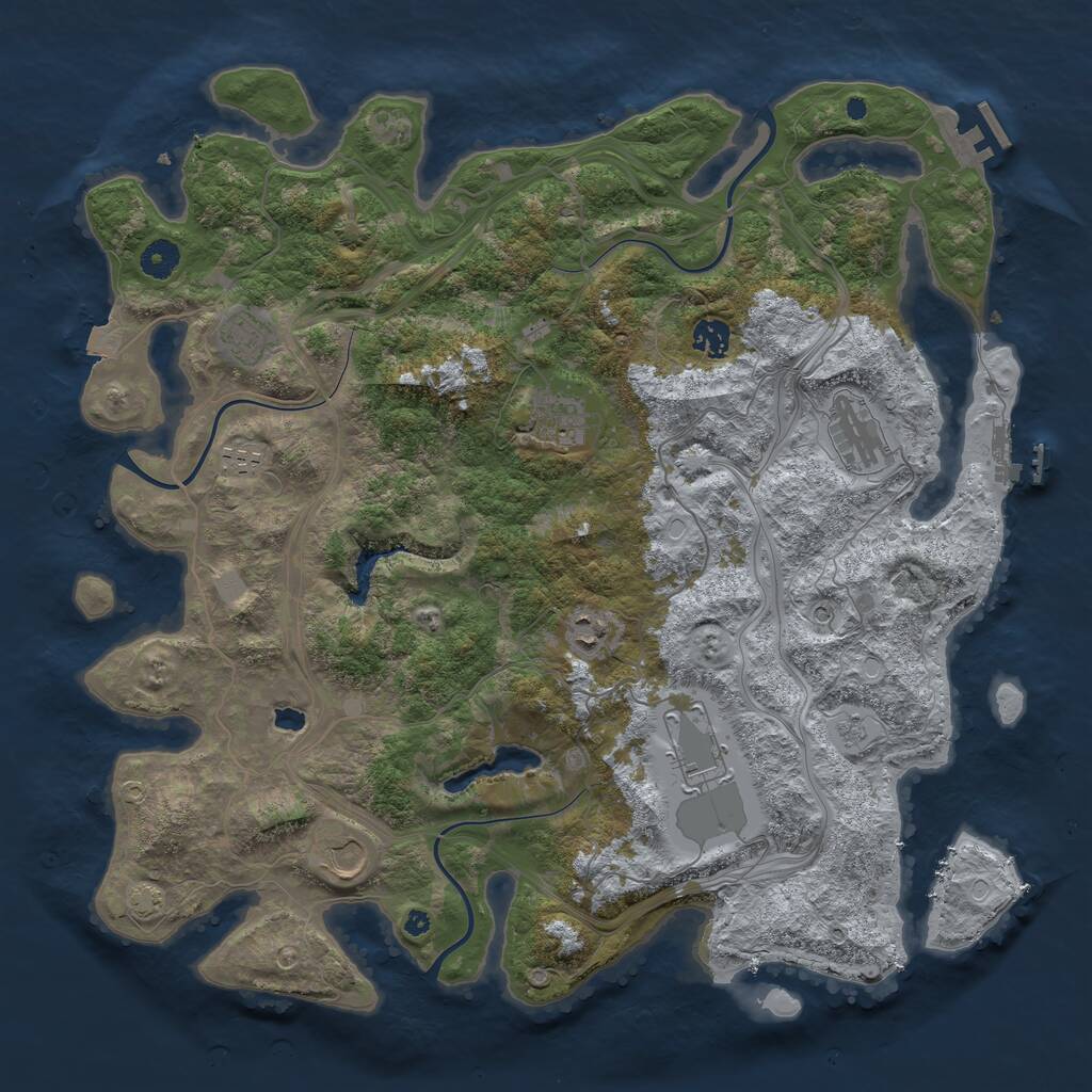 Rust Map: Procedural Map, Size: 4250, Seed: 633904151, 14 Monuments