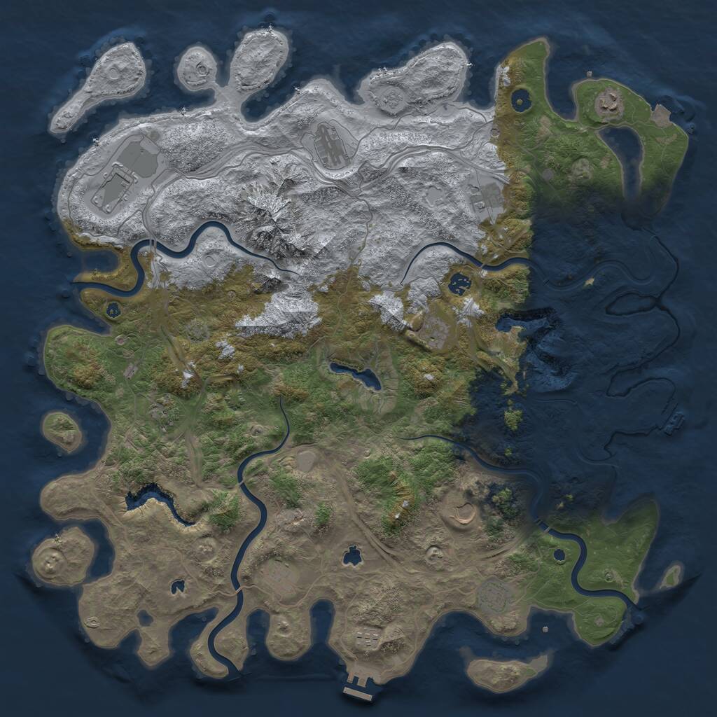 Rust Map: Procedural Map, Size: 5000, Seed: 67892354, 17 Monuments