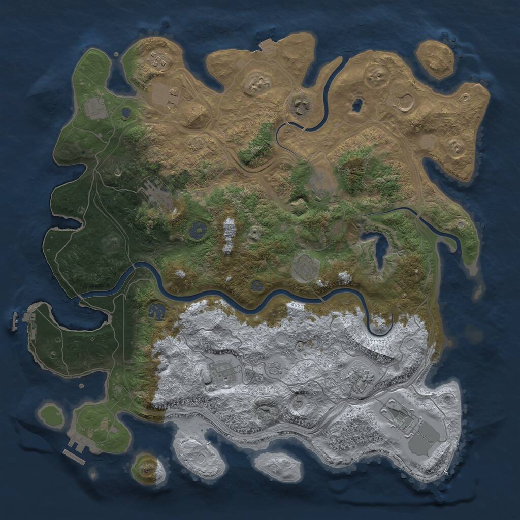 Rust Map: Procedural Map, Size: 4300, Seed: 23704502, 17 Monuments