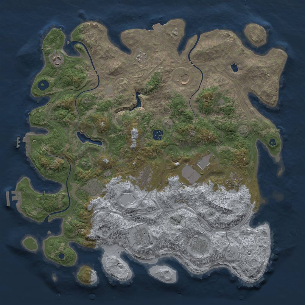 Rust Map: Procedural Map, Size: 4300, Seed: 23704502, 16 Monuments