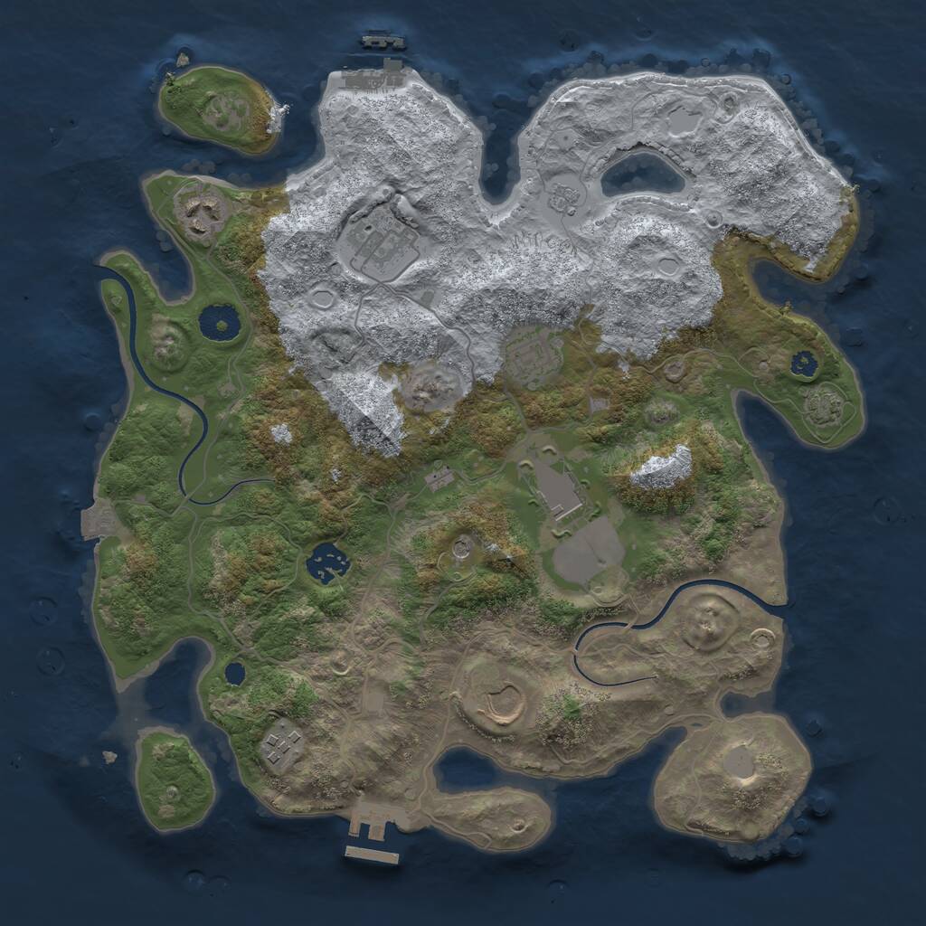 Rust Map: Procedural Map, Size: 3500, Seed: 718537317, 13 Monuments