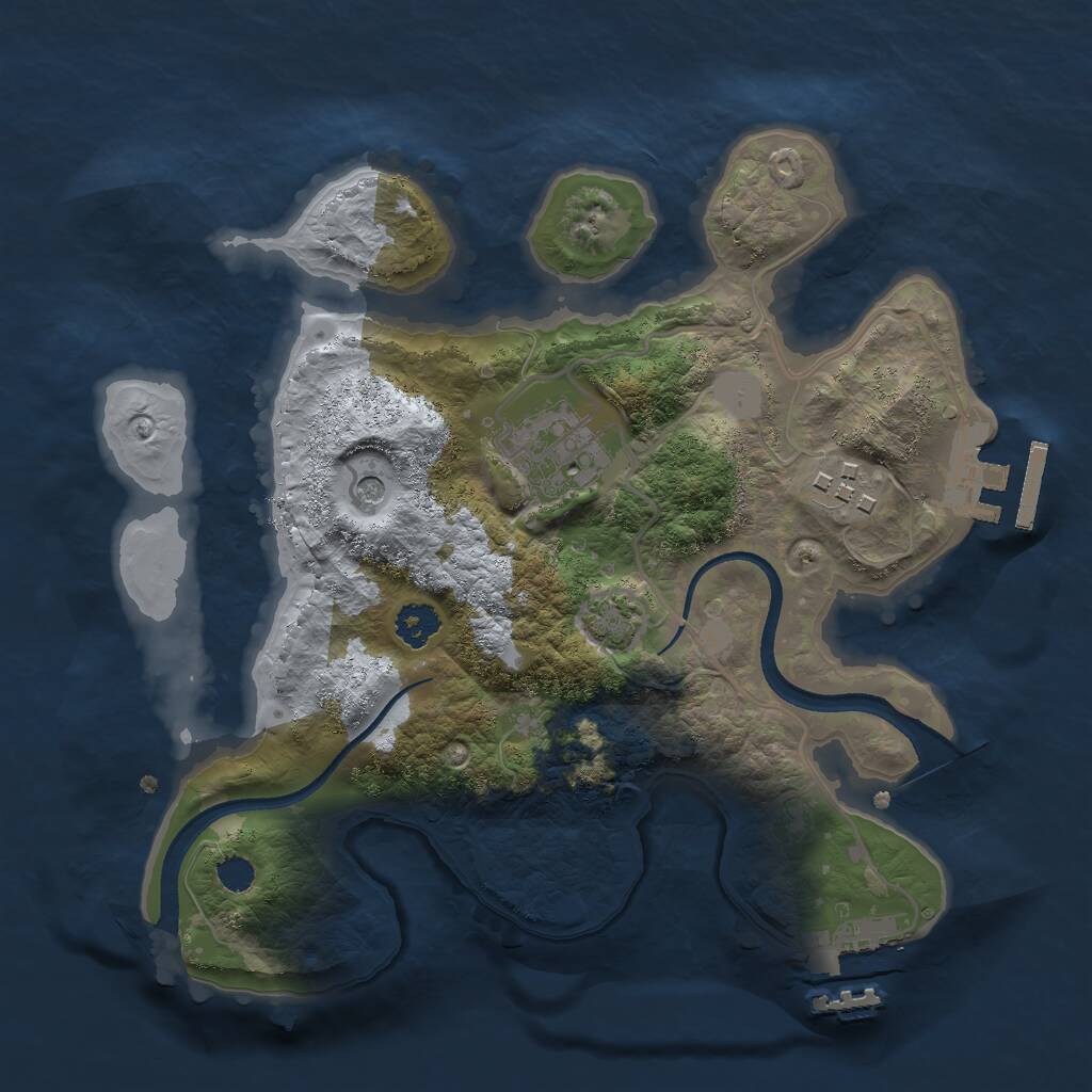 Rust Map: Procedural Map, Size: 2500, Seed: 596872167, 7 Monuments
