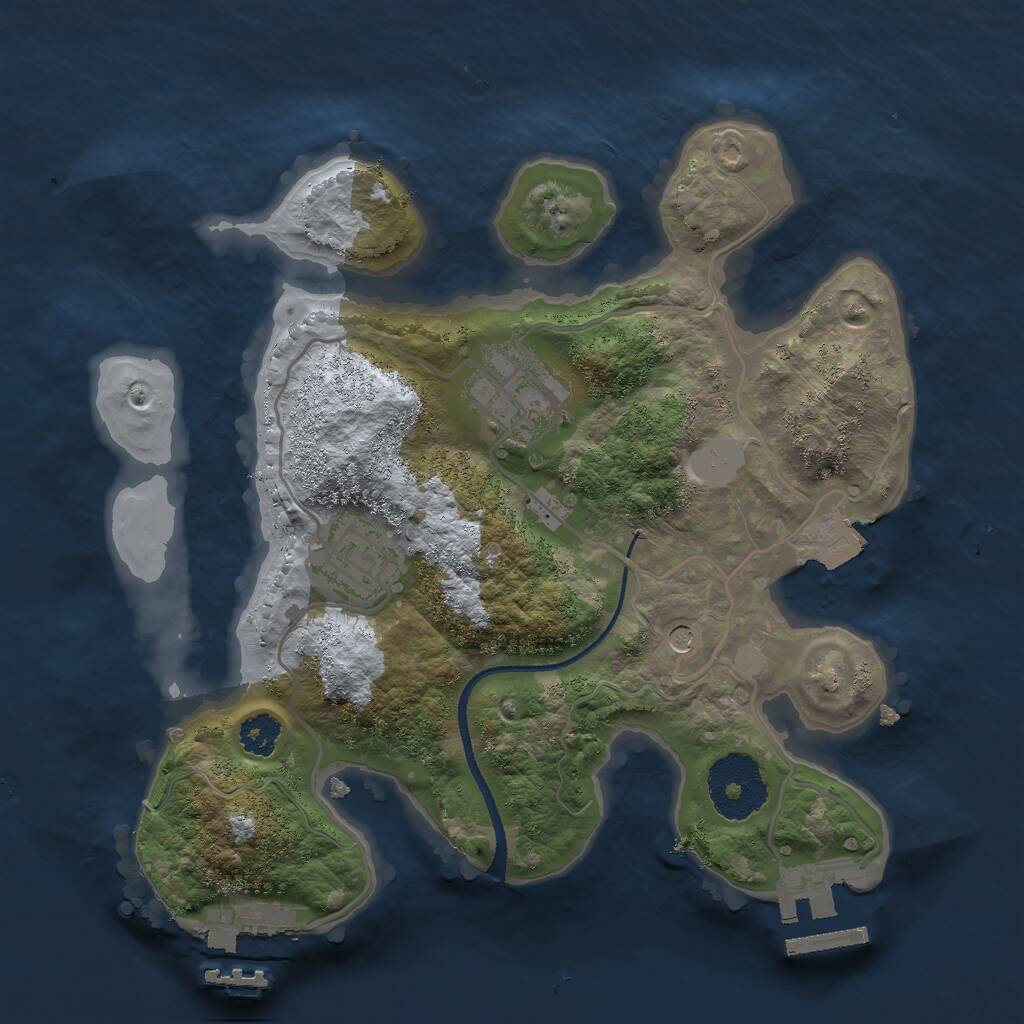 Rust Map: Procedural Map, Size: 2500, Seed: 596872167, 6 Monuments