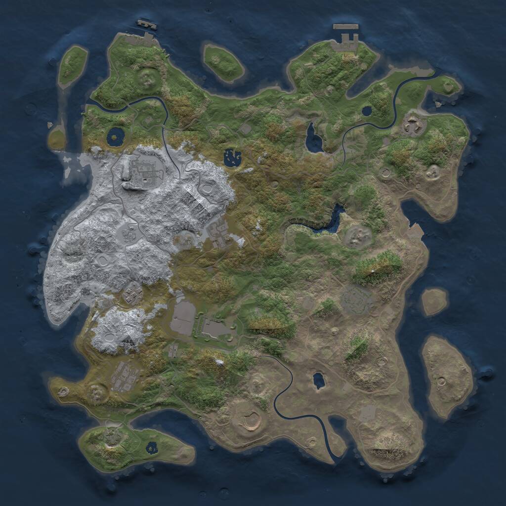 Rust Map: Procedural Map, Size: 4050, Seed: 1569529160, 15 Monuments