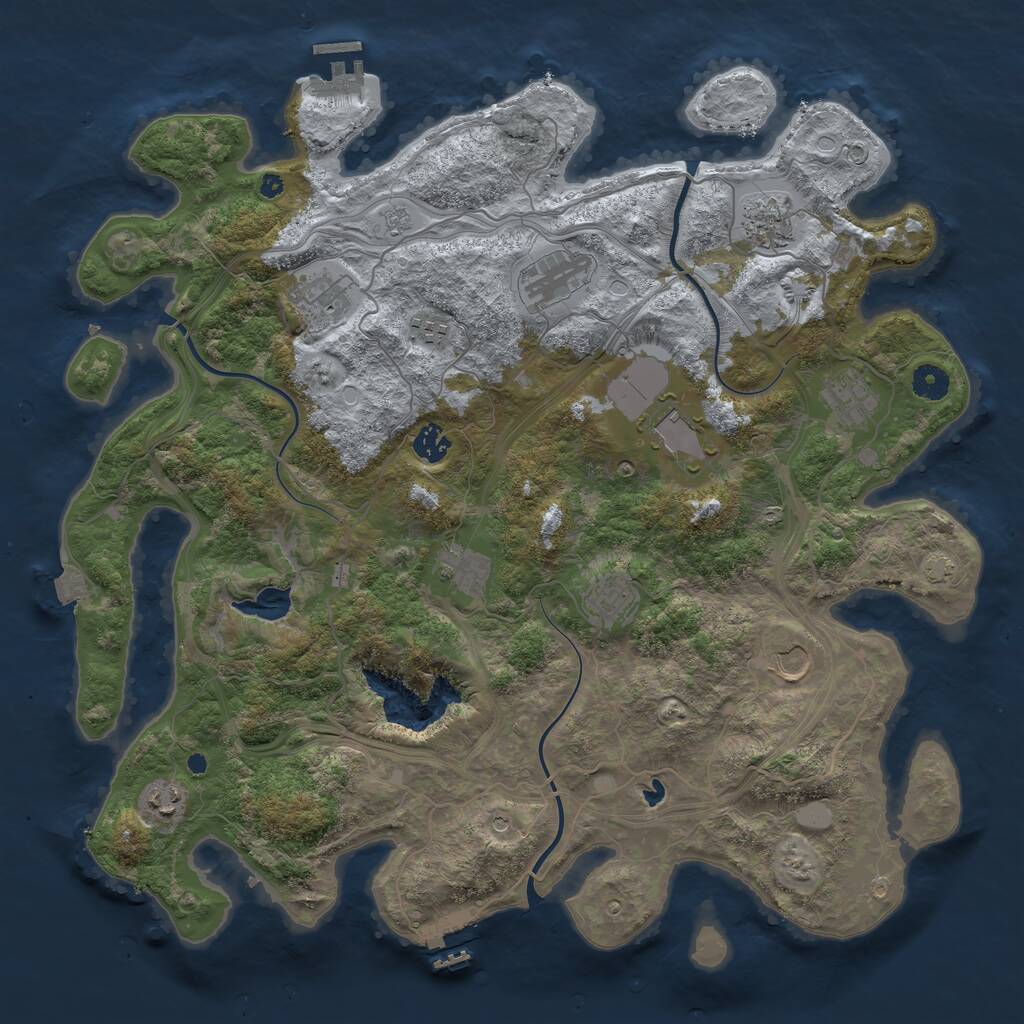 Rust Map: Procedural Map, Size: 4250, Seed: 1843850374, 17 Monuments