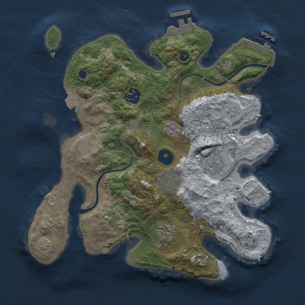 Rust Map: Procedural Map, Size: 3000, Seed: 1895406943, 10 Monuments