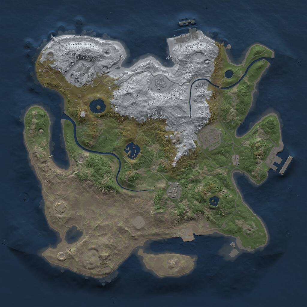 Rust Map: Procedural Map, Size: 3000, Seed: 8082, 9 Monuments