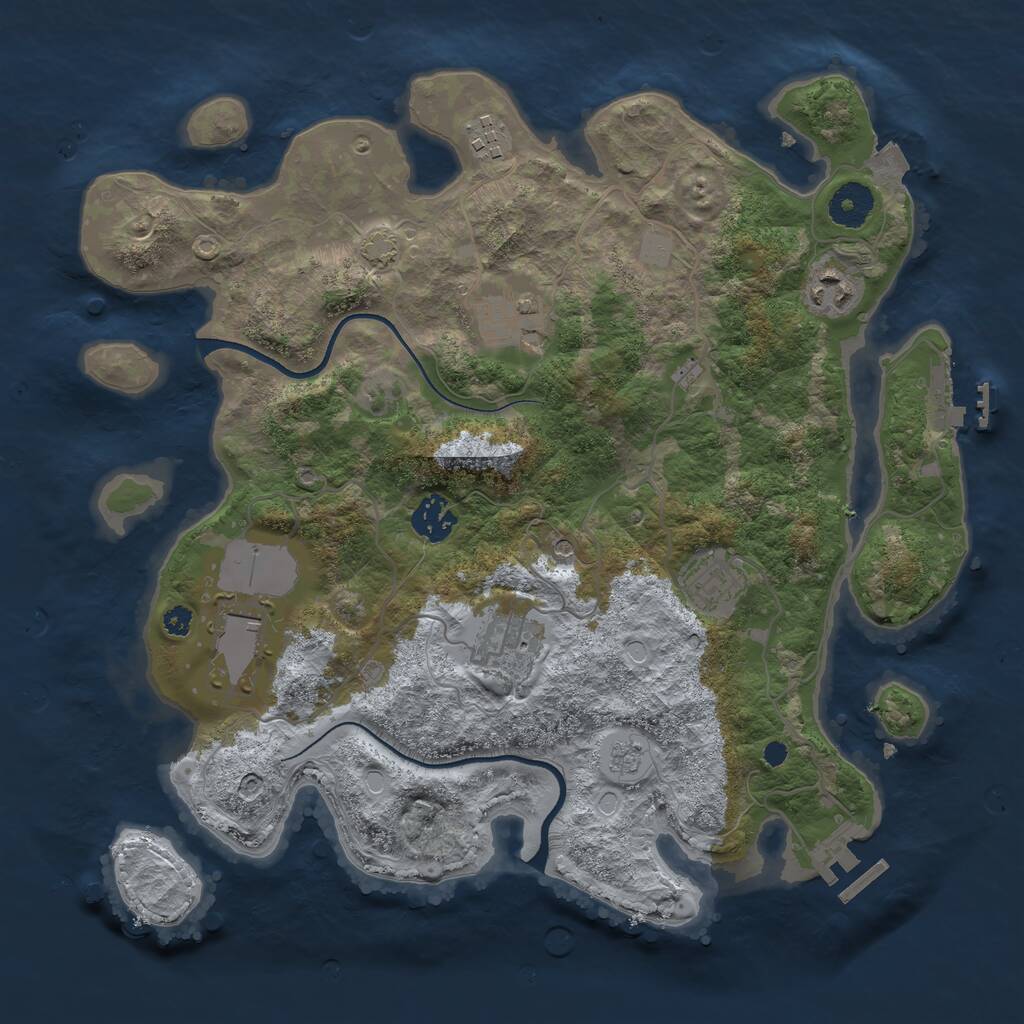 Rust Map: Procedural Map, Size: 3500, Seed: 1454551818, 13 Monuments