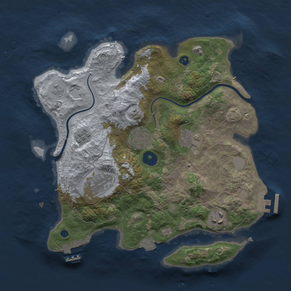 Rust Map: Procedural Map, Size: 3000, Seed: 11993, 10 Monuments