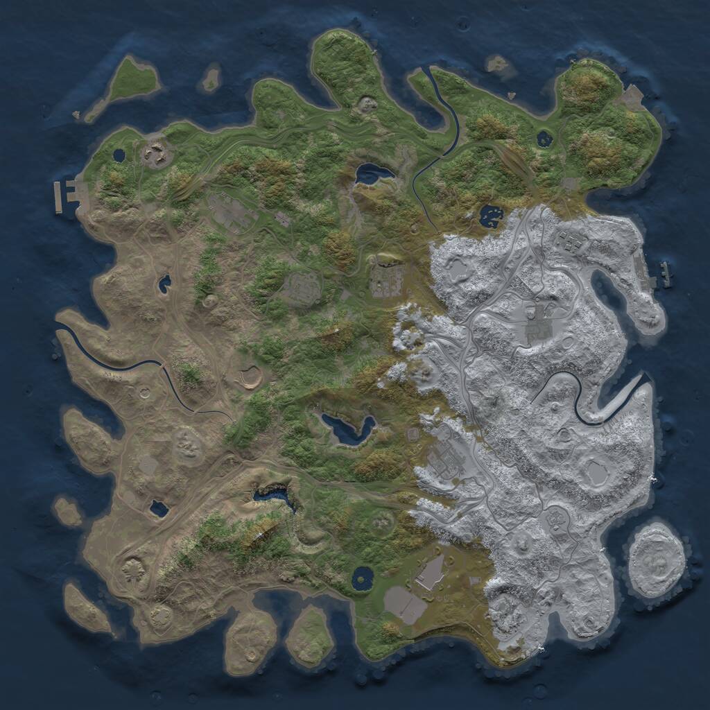 Rust Map: Procedural Map, Size: 4500, Seed: 1061606902, 17 Monuments