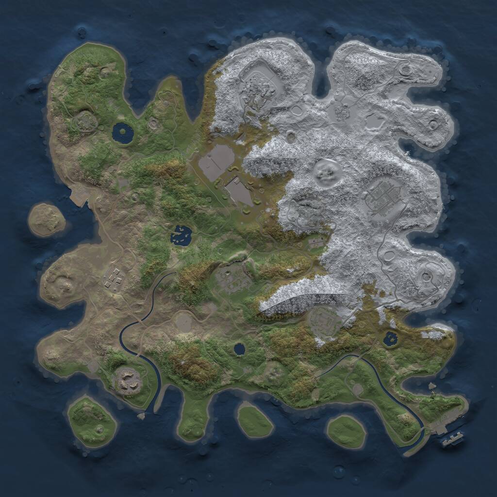 Rust Map: Procedural Map, Size: 3500, Seed: 2059169832, 13 Monuments