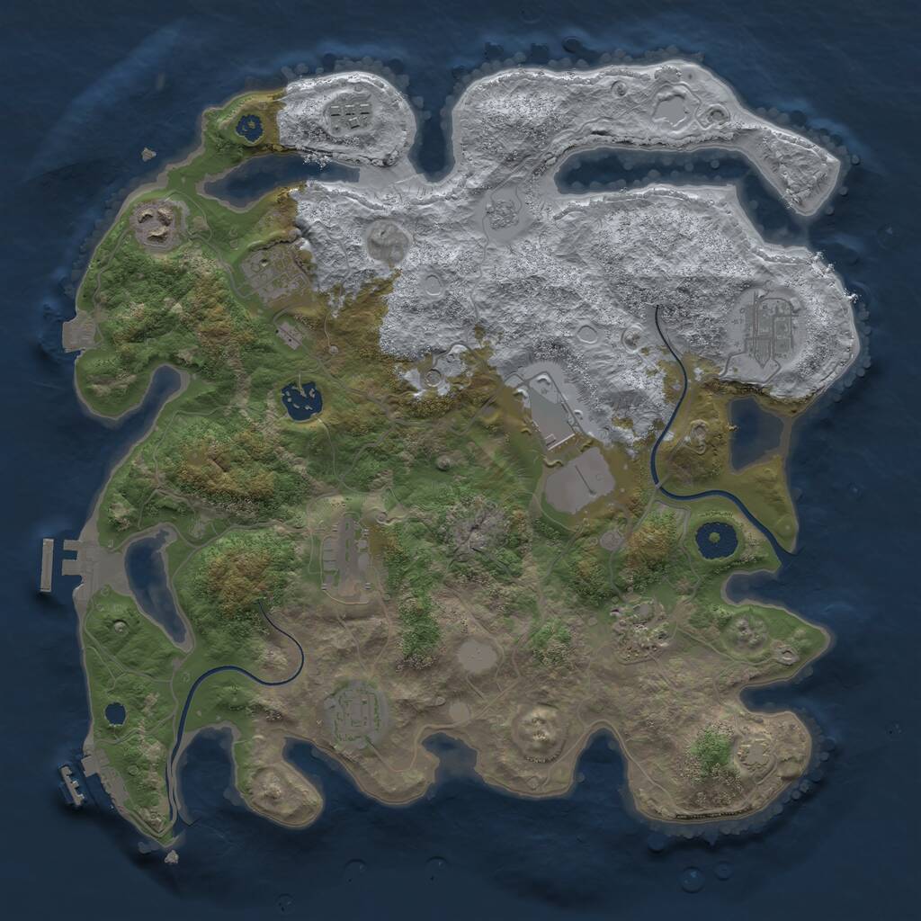 Rust Map: Procedural Map, Size: 3500, Seed: 394844312, 15 Monuments