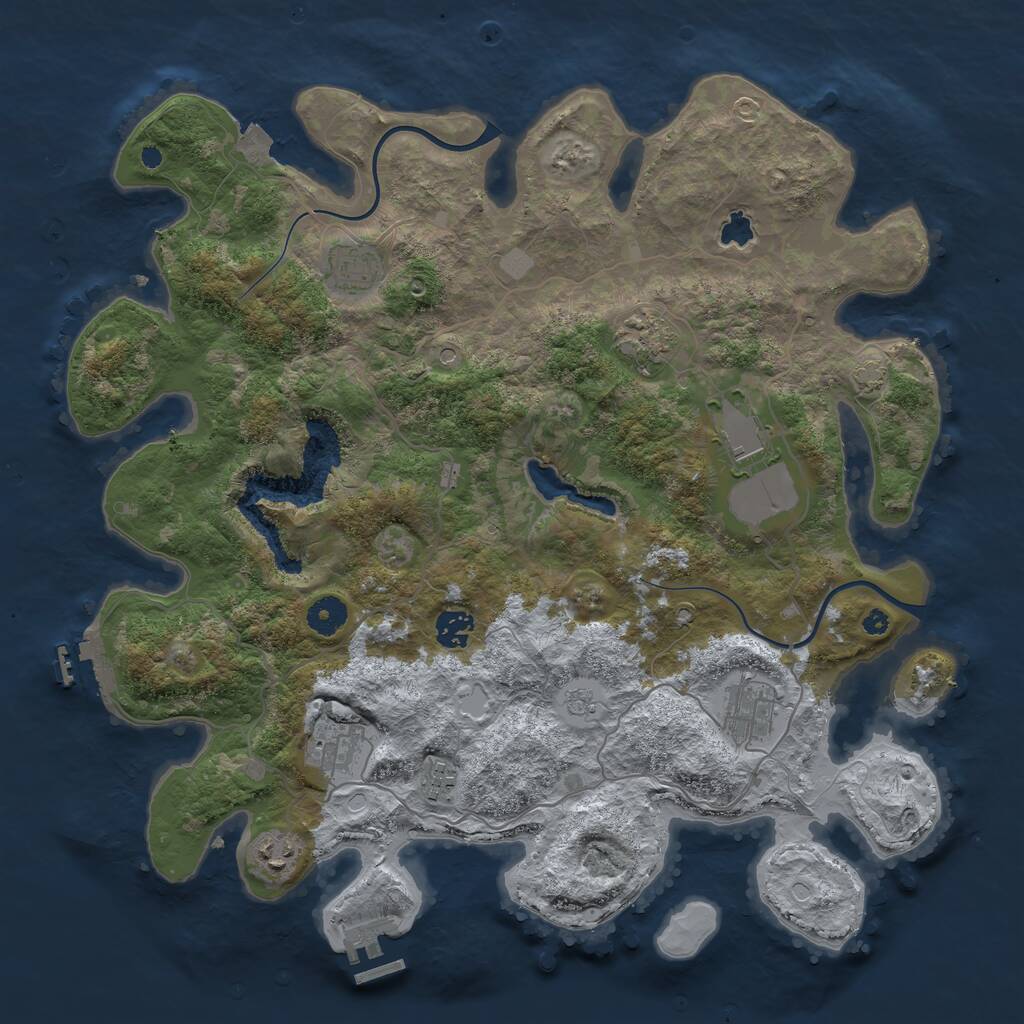 Rust Map: Procedural Map, Size: 4000, Seed: 3473475, 14 Monuments