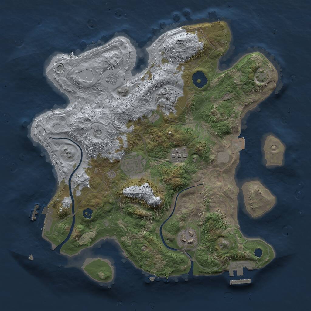 Rust Map: Procedural Map, Size: 3000, Seed: 1297440155, 10 Monuments