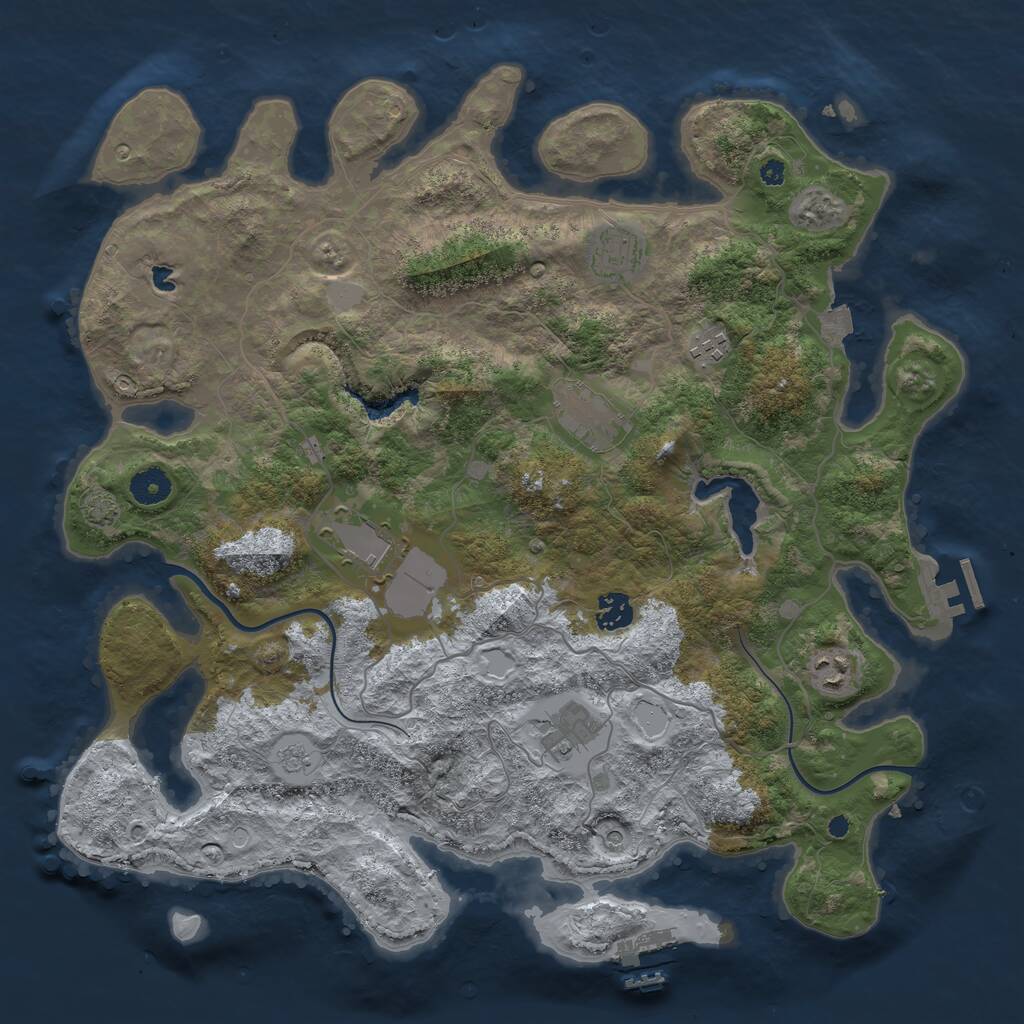 Rust Map: Procedural Map, Size: 4000, Seed: 19840401, 13 Monuments