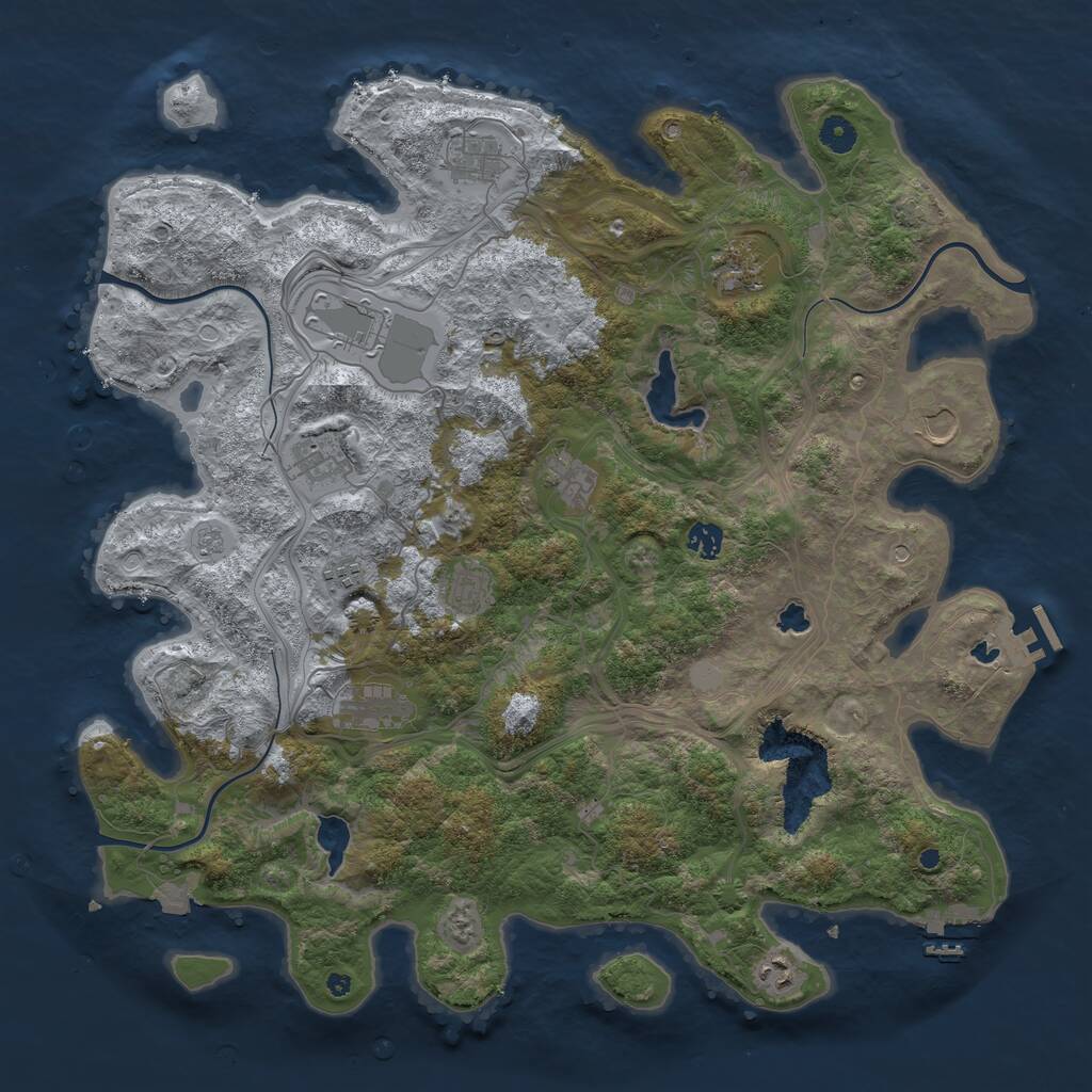 Rust Map: Procedural Map, Size: 4500, Seed: 59463888, 17 Monuments