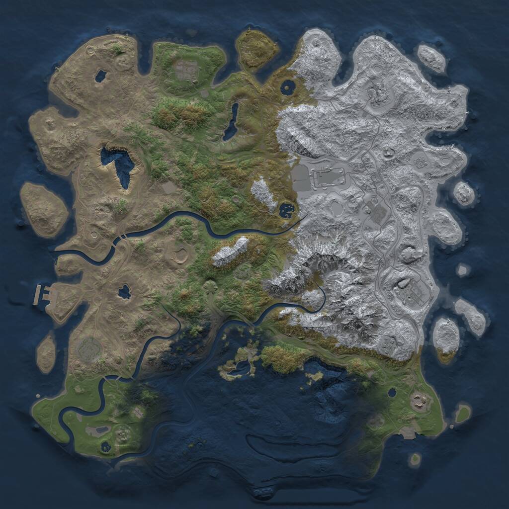 Rust Map: Procedural Map, Size: 5000, Seed: 1728291597, 16 Monuments