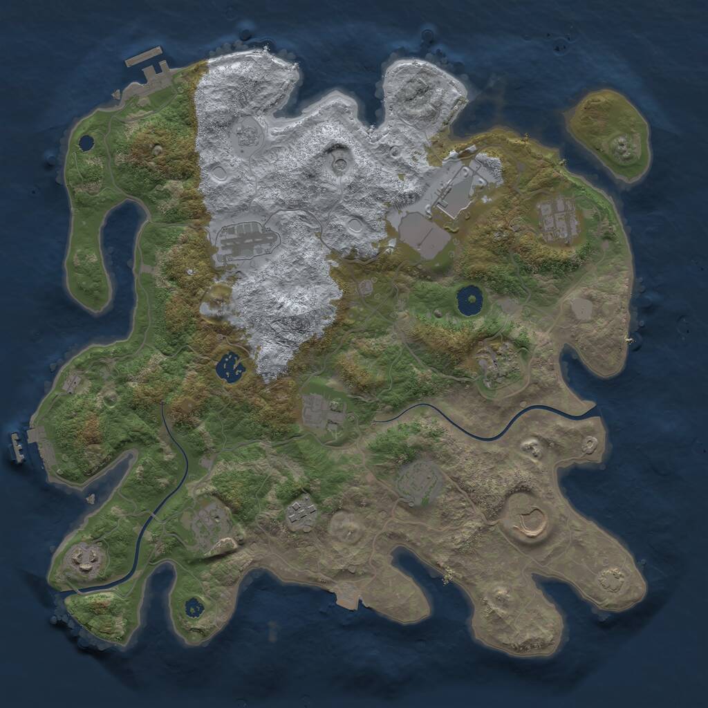 Rust Map: Procedural Map, Size: 3750, Seed: 463291233, 17 Monuments