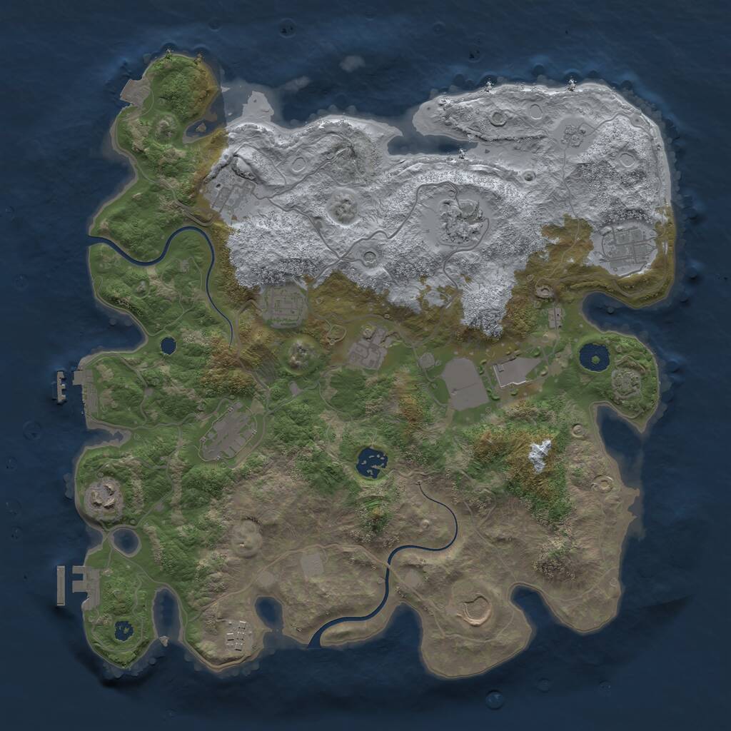 Rust Map: Procedural Map, Size: 3700, Seed: 750933777, 17 Monuments