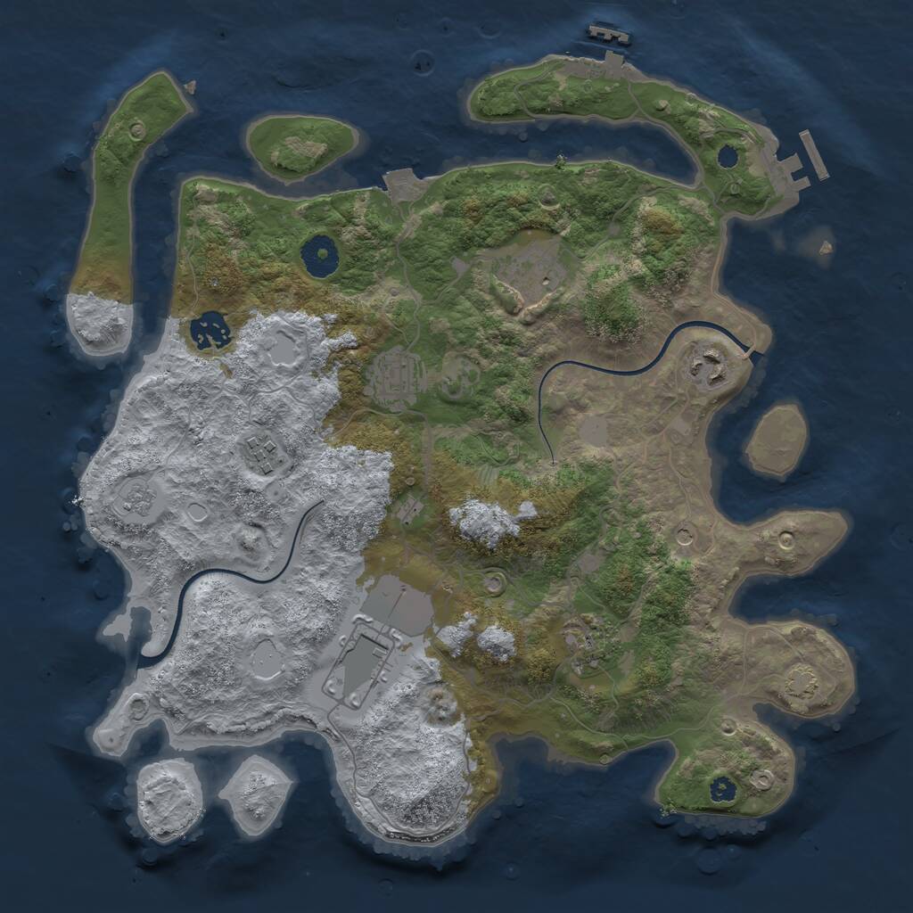 Rust Map: Procedural Map, Size: 3500, Seed: 203274389, 13 Monuments