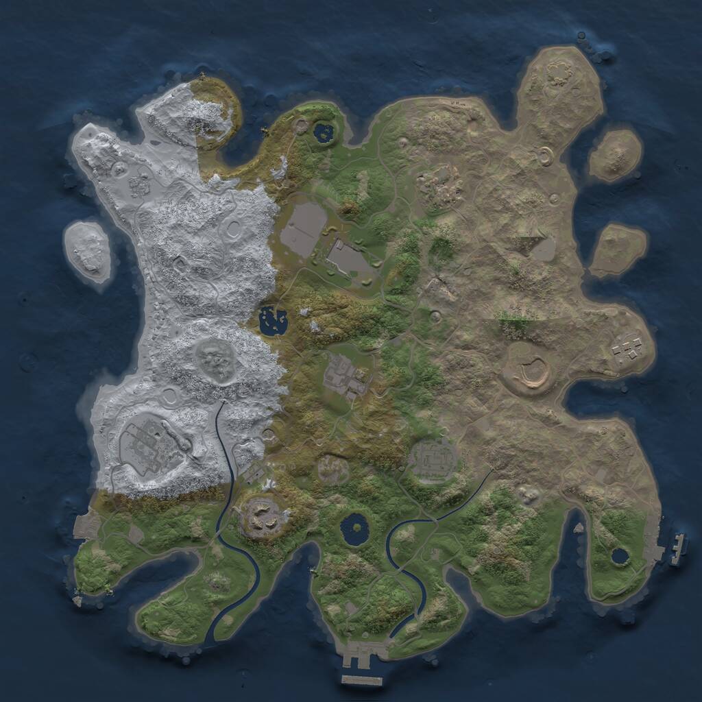 Rust Map: Procedural Map, Size: 3500, Seed: 2037975987, 15 Monuments