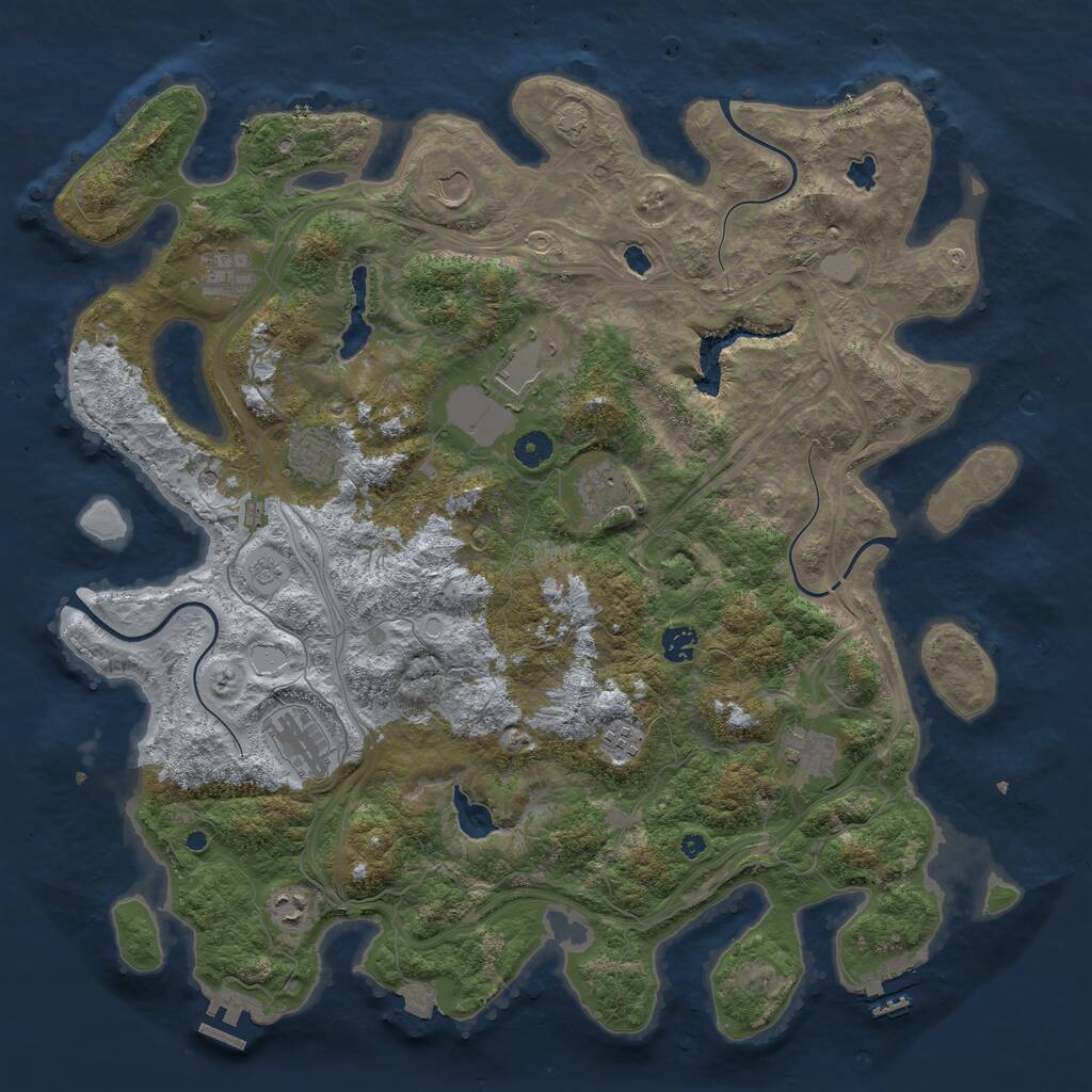 Rust Map: Procedural Map, Size: 4500, Seed: 13691, 16 Monuments