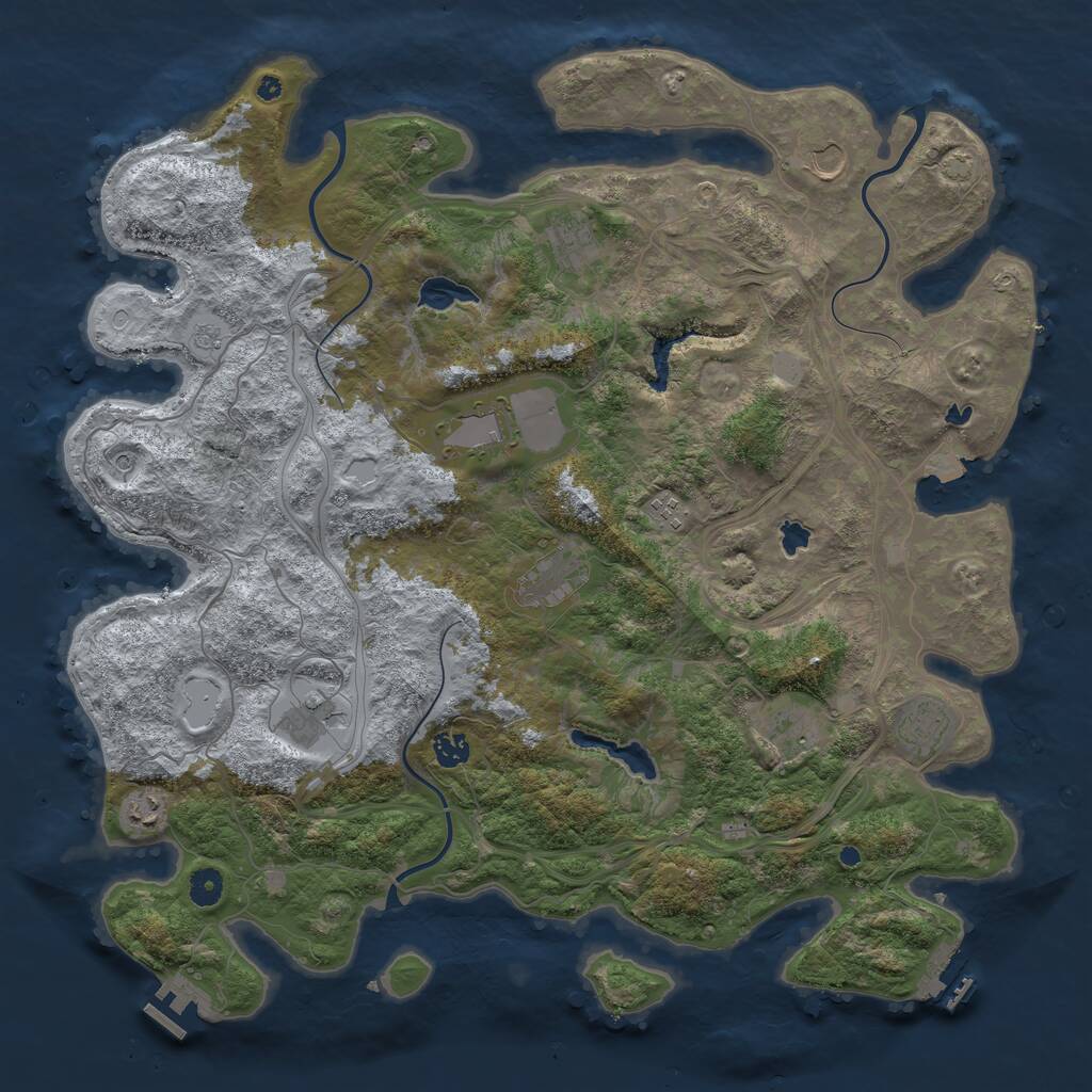 Rust Map: Procedural Map, Size: 4500, Seed: 83746553, 16 Monuments