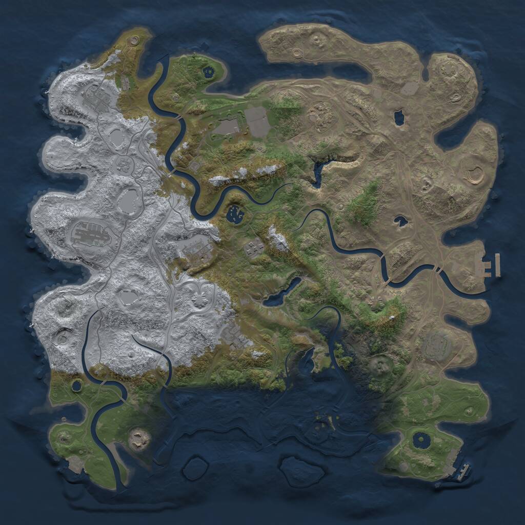 Rust Map: Procedural Map, Size: 4500, Seed: 83746553, 17 Monuments