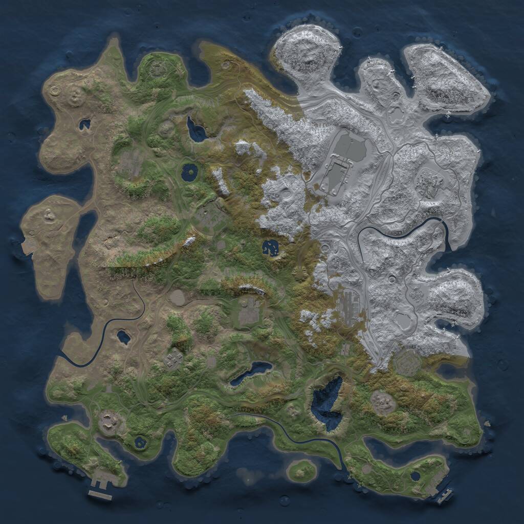 Rust Map: Procedural Map, Size: 4500, Seed: 847953974, 16 Monuments