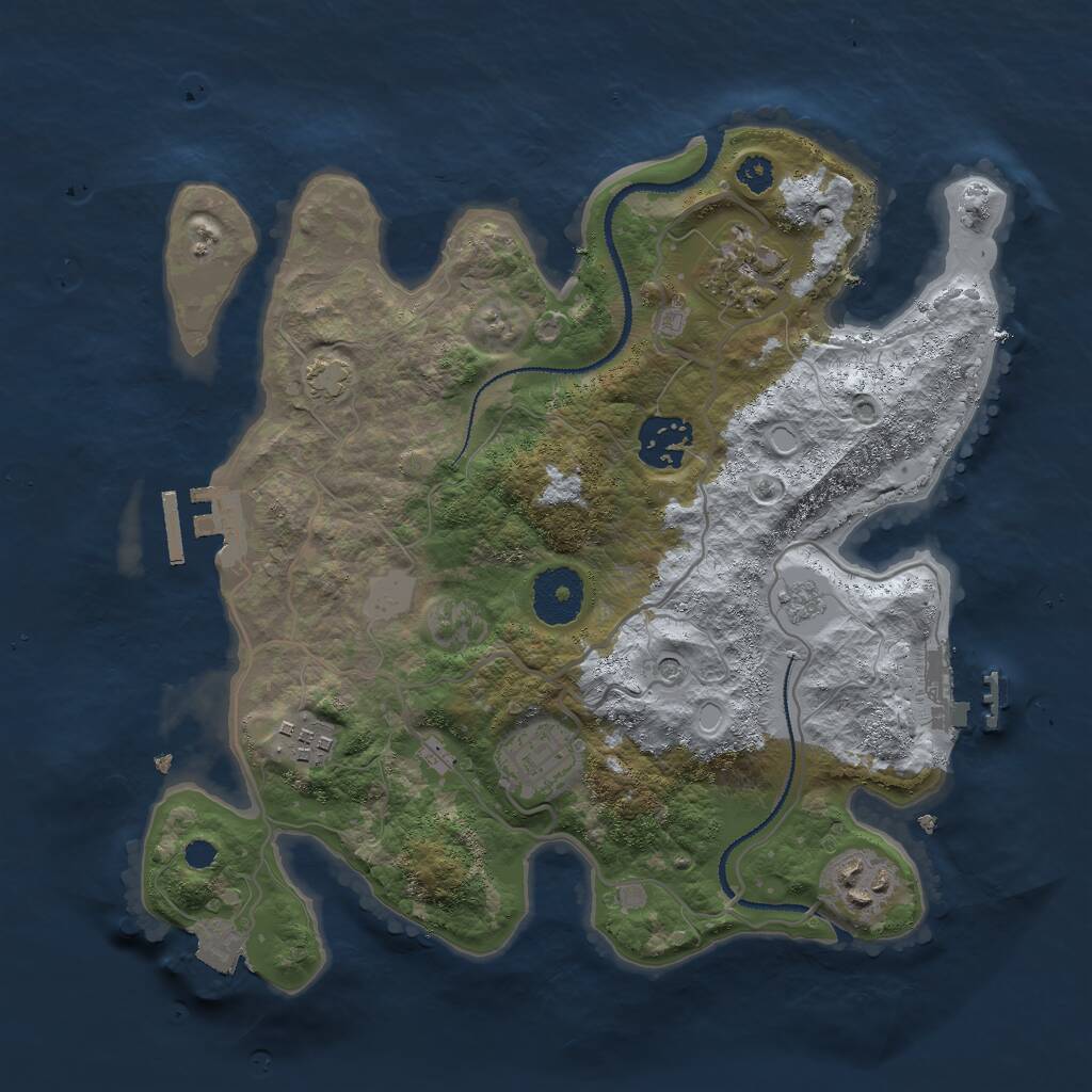 Rust Map: Procedural Map, Size: 3000, Seed: 21836, 11 Monuments